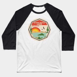 Seven Devils Lake Arkansas Colorful Baseball T-Shirt